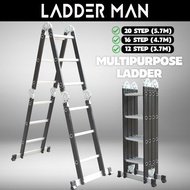 20 step (5.7m) - 12 step (3.7m) Aluminium Ladder Multipurpose Universal Ladder Work Ladder Tangga Li