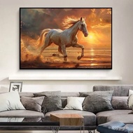 White Horse Photo Frame Black Edge With Hanger