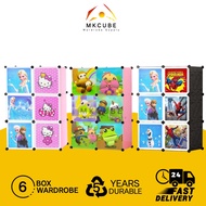6 Cube Kids Wardrobe Cabinet Baby Storage Cupboard Cartoon Home Diy Clothes Hanger Page Almari Pakai