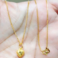 Gold 916 Original Malaysia Pendant Chain Necklace Men Women Jewellery Kalung Rantai Leher Emas 916 L