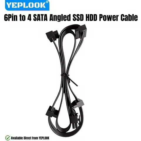 YEPLOOK 6Pin to 4x SATA Right Angle, SSD HDD 4 SATA Power Cable for Corsair AX1600i, AX1000, AX850 T