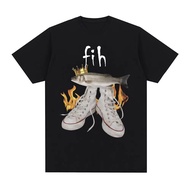 New Trendy Men Fih Funny Meme Fish T Shirts Men Vintage T-shirt Cotton Casual Short Sleeve T-shirts