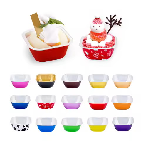 Disposable Cake Box Aluminum Foil Tiramisu Cup Pudding Mould Snack Bowl With Transparency Cover Tinf