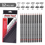 999party 12pcs Wooden pencils 2H-14BProfessional drawing Graphite pencil 17.5x0.7cmsizeHexagonal pen