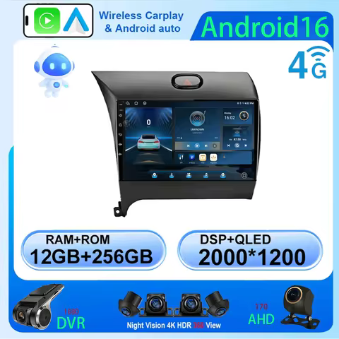 Android16 Carplay Auto For KIA K3 CERATO FORTE 3 YD Tuner 2013 2014 2015 2016 2017 video Player Mult