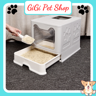 Nhà vệ sinh 2 cửa chữ nhật Kitty khay chậu cát vệ sinh cho mèo size lớn nhựa cao cấp tặng xẻng xúc c