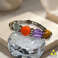 [Heaven's Gift] 5 Element Crystal Bracelet - Golden Rutile Green Phantom Carnelian Amethyst Tiger Ey
