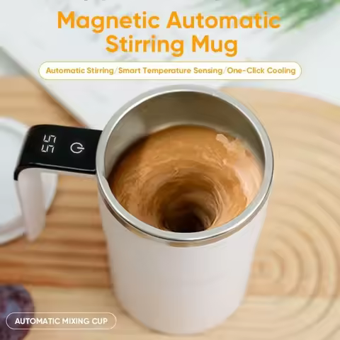 Automatic Magnetic Stirring Mug with Lid Stainless Steel Waterproof USB Electric Mixing Coffee Mug 2