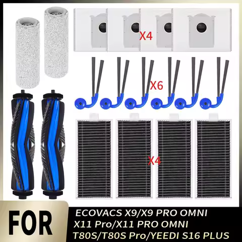 Filter Roller Mop Main Side Brush Dust Bag Part For ECOVACS X9/X9 PRO OMNI/X11 Pro/X11 PRO OMNI/T80S