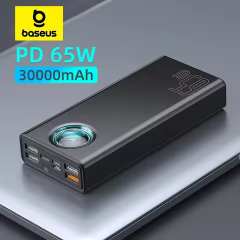 Baseus 65W 30000mAh Power Bank PD Quick Charge FCP SCP Powerbank Portable External Charger For Lapto