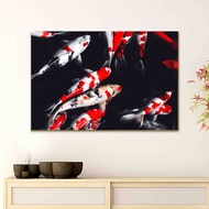 UGIARTS KOI-21 HIASAN DINDING IKAN KOI / Lukisan Jepang / Jenis Ikan hias / YIN YANG / Pajangan Ruma