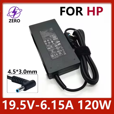 Original 120W 19.5V6.15A 4.5*3.0mm Laptop Adapter Charger for Hp Omen 15 -Ax1 Ax2 Pavilion Gaming 15