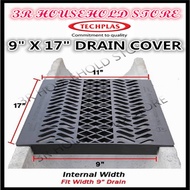 [ Offer ] TECHPLAS Drain Cover 9" x 17" UV Protect PVC 【Black/Grey】/ Penutup Longkang / Heavy Duty