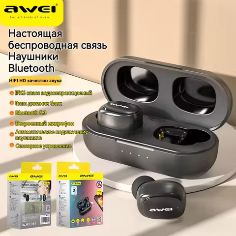Awei T13 Pro Fone Bluetooth Earphones Wireless Earbuds Bass In-Ear TWS Headphone With Mic HiFi Stere