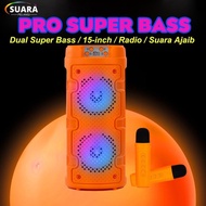 Istimewa Pro Bass Speaker Bluetooth Karaoke Bass 2 Mic 15 Inch Robot