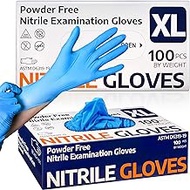 Supmedic Nitrile Exam Glove, 3.5 mil Blue Disposable Medical Gloves Powder-Free Latex-Free, Box of 100 pcs (S/M/L/XL)