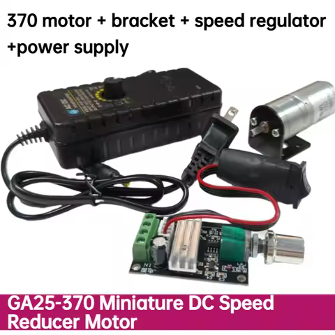 GA25-370 12V Motor, with Speed Controller, Power Supply and Bracket for 24V Low-Speed Motor