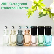 10 Bottles 3ml Octagonal Thick Glass Essential Oil Roller Roll on Ball Bottle