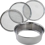 Wazakura Ground Sieve for Gardening and Bonsai, 3-Piece Sieve Set, 210mm Stainless Steel Fine Mesh S