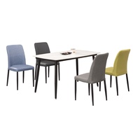 [特價]Homelike 沃利岩板餐桌椅組(一桌四椅)(一桌四椅)四藍椅