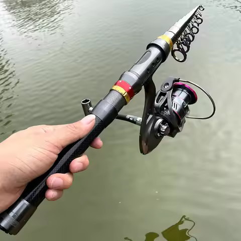 Carbon Fiber Fishing Rod And Reel Combo 1.8-3.6m Telescopic Super Hard Spinning Reel Kit with Max Re