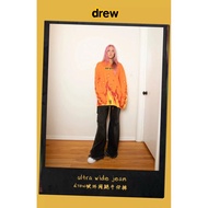 Drew House washed old fabric jeans smiling face pattern embossed logo design jeans holes worn jeans 