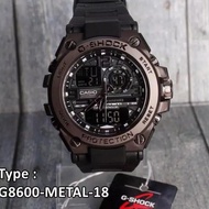[CODE HMHFD]  CASIO GST 8600 GSHOCK MEN'S WATCH FULL BLACK METAL BLACK GOLD IRON HEAD CASIO DUAL TIM