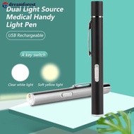 DREAMFOREST USB Rechargeable Handy Pen Light Mini Nursing Flashlight LED Torch Lamp With Stainless S
