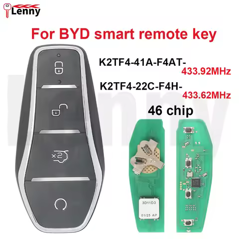 Lenny K2TF4-41A-F4AT 433.92MHz K2TF4-22CF4H 433.62MHz 46chip Car smart remote key for BYD Dolphin Qi