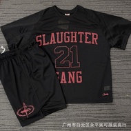 MEHN crtz 21savage Island Print Street Hip Hop Mesh Short Sleeve t-Shirt Shorts Sports Suit