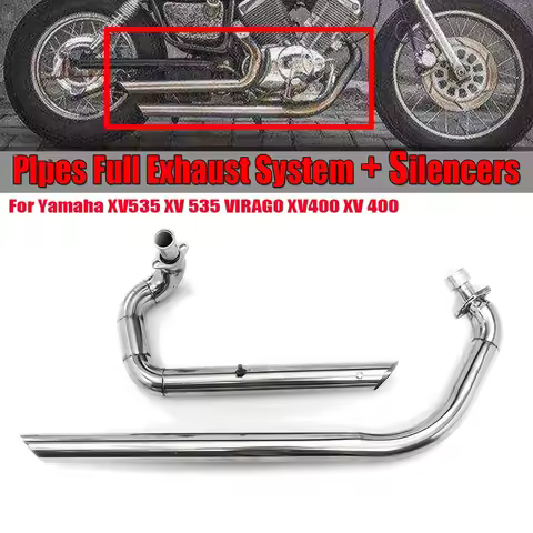 For Yamaha Virago XV535 XV 535 XV400 XV 400 Motorcycle Exhaust Pipe Drag Pipes Full Muffler Exhaust