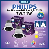 Philips LED Eyeball RS280 G2 Semi Recessed Spotlight 7W 11W Ceiling Downlight EyeComfort Lampu Silin