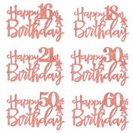 Happy 16th Birthday Cake Topper, Cheers to 30 40 50 60 Years, 21 Year Old Birthday Decorations, Sorr