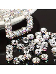 100 piezas de cuentas espaciadoras redondas de 8 mm con diamantes de imitación para hacer joyas, cuentas sueltas para pulseras, collares y colgantes de bricolaje (opciones de varios colores)