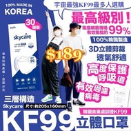 韓國🇰🇷 Skycare KF99最高級別 立體口罩 (30個裝，1套2盒)