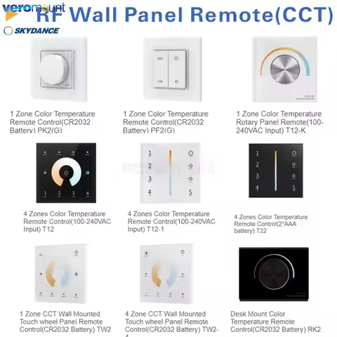 Skydance PK2(G) PF2(G) T12-K T12 T12-1 T22 TW2 TW2-4 RK2 1 4Zone 2.4G Wireless RF Color Temperature 