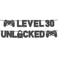 Pre-Strung Level 30 Unlocked Banner - NO DIY - 30th Birthday Banner - Happy 30th Birthday Banner - B