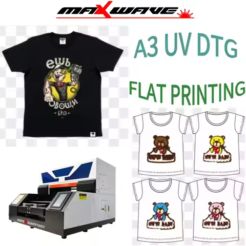 Maxwave 2-in-1 A3 UV DTG Printer: Used For T-Shirts and Flat Materials To Start A New Bussiness For 