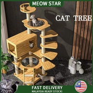 Premium Large Cat Tree House Wood Cat Condo Bed Scratcher House Cat Tower Hammock Cat Climbing Cat Scratcher House