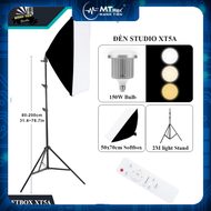 Bộ đèn studio XT5A có remote - Kèm Softbox 50x70cm chân đèn 2m bóng led Bulb 150W - Kit Studio công