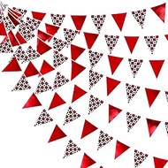 32Ft Casino Party Decorations Red Black Casino Banner Triangle Flag Fabric Pennant Garland Streamers