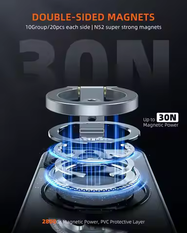 CAMOLO MG-02 Plus Dual Magnetic Phone Stand Foldable Magsafe Phone Holder w 1/4"-20 Phone Tripod Mou