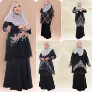 🌹PLUS SIZE KURUNG WANITA BLACK 🌹 Koleksi Design Baju Kurung Lace Size 3XL (46)-10XL(60) Muslimah Fesyen Baju Raya 2024