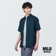 มูจิ เสื้อลินินผสมแขนสั้น ผู้ชาย - MUJI Linen Washed Short Sleeve Shirt