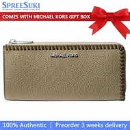 Michael Kors Wallet In Gift Box Jet Set Large Pebbled Leather Quarter-Zip Wallet Thyme Multi Light g
