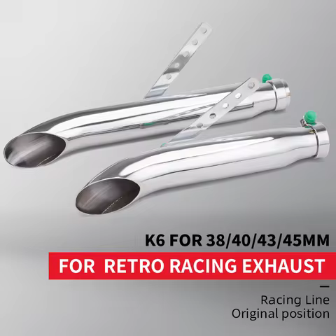 Motorcycle Exhaust Muffler Retro Vintage Classic Electroplating Escap Moto for Cafe Racer Bobber Cho