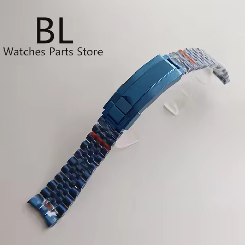 BLIGER 20mm 904L Stainless Steel Watch Band Blue PVD Bracelet Adjustable Glide Lock Buckle Fit 36mm4