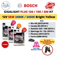 BOSCH Gigalight Plus 120 H7 Headlight Bulb 12V 55W 2pcs for Kia Rio UB, Cerato K3, Sorento, Sportage