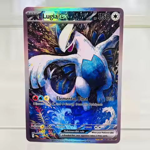 Lugia ex English DIY Card with Holographic Texture, Perfect Condition Premium Anime Collection Card
