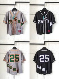 Supreme SS25 WEEK5 Old English Baseball Jersey 美式復古潮流斜紋貼花網眼短袖開衫棒球服外套 男女同款